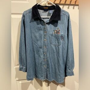 Disney POOH shirt women’s 22/24W tigger denim corduroy button down cl